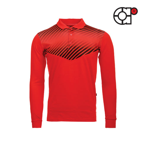 ARORA LONG SLEEVE SUBLIMATION COTTON POLO (RED)