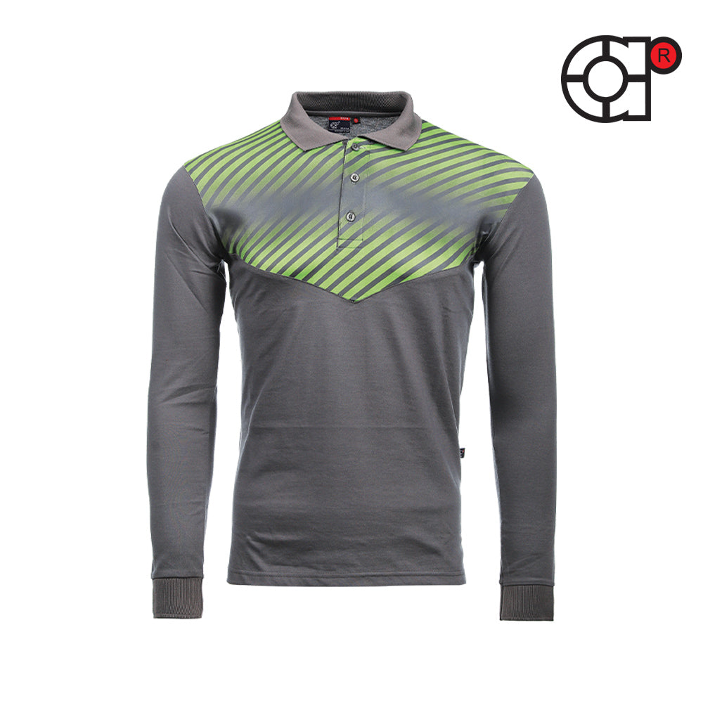 ARORA LONG SLEEVE SUBLIMATION COTTON POLO (CHARCOAL)